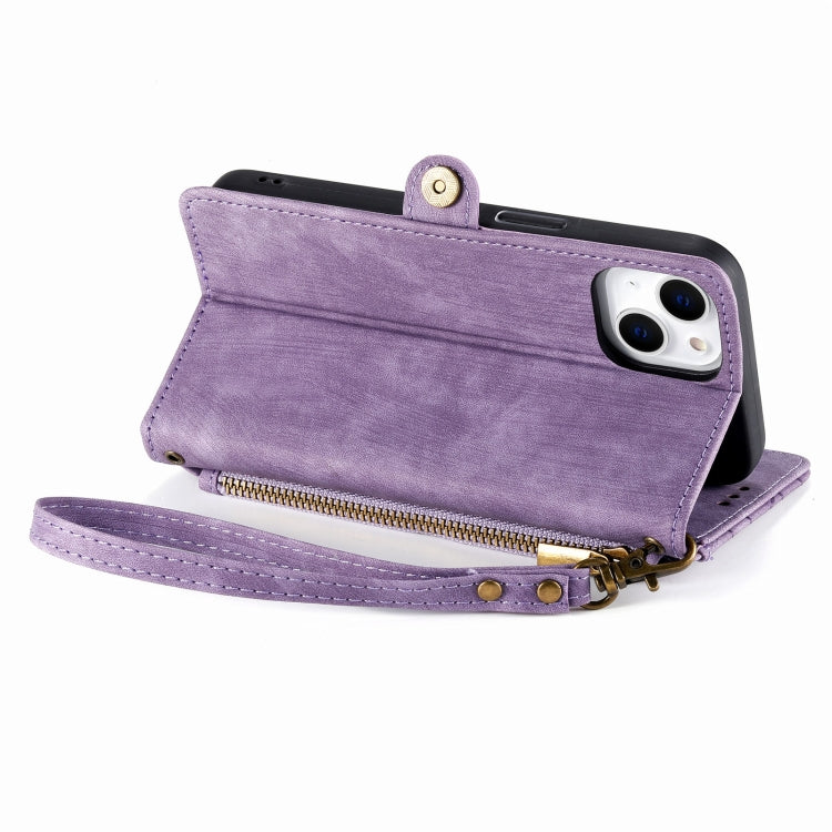 For iPhone 11 Pro Max Geometric Zipper Wallet Side Buckle Leather Phone Case(Purple) - free shipping - PMC TechLife - Order now!