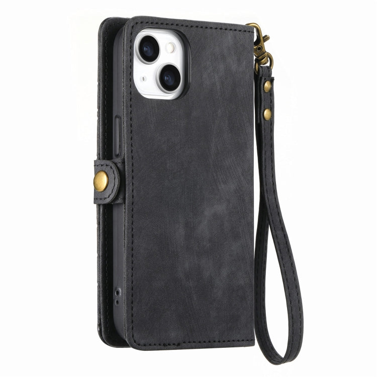 For iPhone X / XS Geometric Zipper Wallet Side Buckle Leather Phone Case(Black) - free shipping - PMC TechLife - Order now!