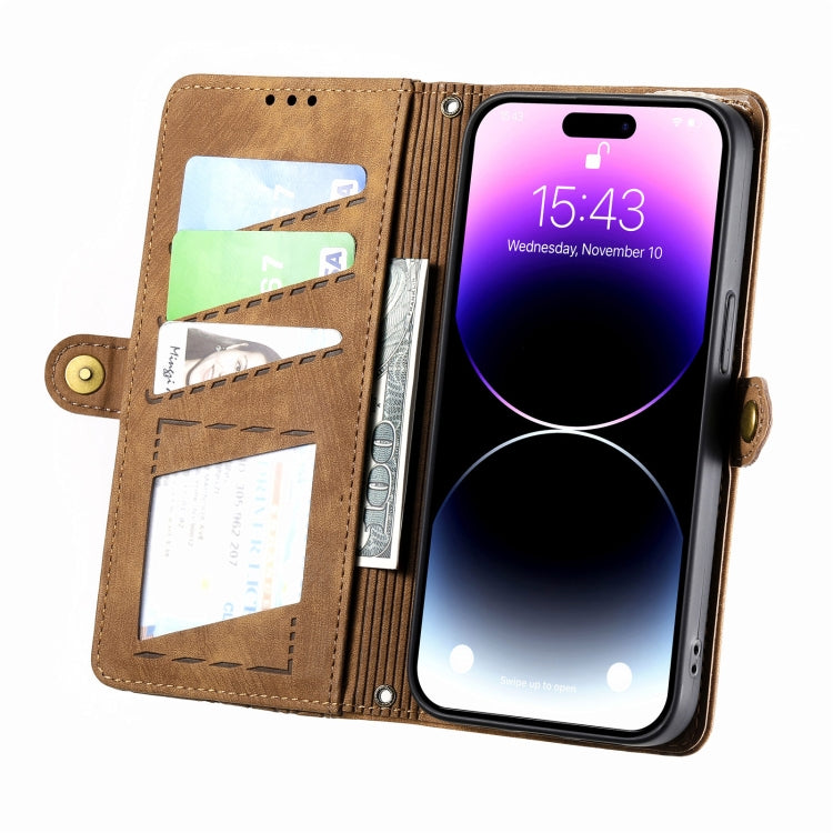For iPhone XS Max Geometric Zipper Wallet Side Buckle Leather Phone Case(Brown) - free shipping - PMC TechLife - Order now!