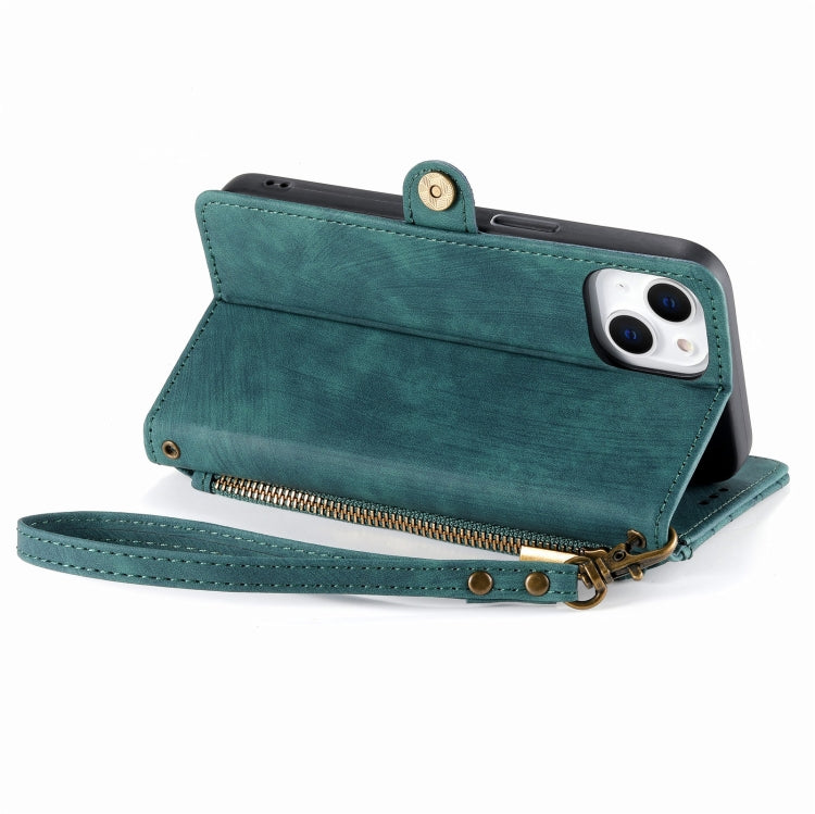 For iPhone 7 Plus / 8 Plus Geometric Zipper Wallet Side Buckle Leather Phone Case(Green) - free shipping - PMC TechLife - Order now!