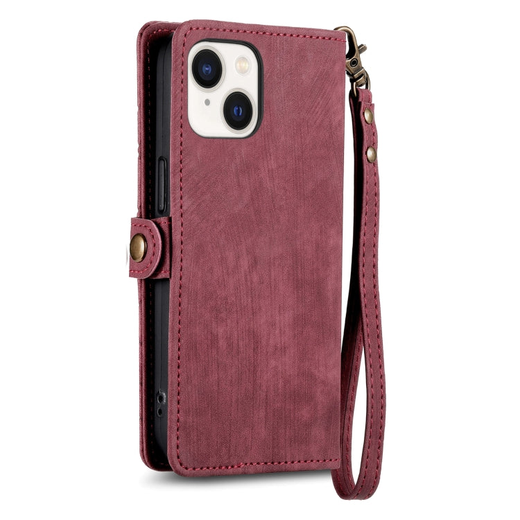 For iPhone 15 Pro Geometric Zipper Wallet Side Buckle Leather Phone Case(Red) - free shipping - PMC TechLife - Order now!
