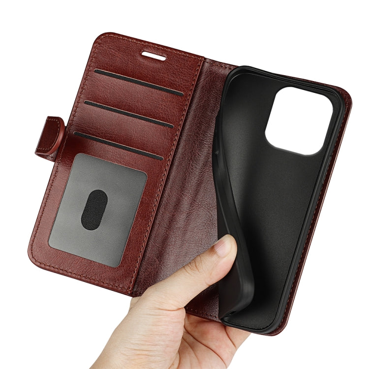 For iPhone 16 Pro R64 Texture Horizontal Flip Leather Phone Case(Brown) - iPhone 16 Pro Cases by PMC TechLife | Online Shopping South Africa | PMC TechLife | Buy Now Pay Later Mobicred