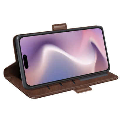 For iPhone 16 Pro Dual-side Magnetic Buckle Horizontal Flip Leather Phone Case(Brown) - iPhone 16 Pro Cases by PMC Jewellery | Online Shopping South Africa | PMC Jewellery | Buy Now Pay Later Mobicred