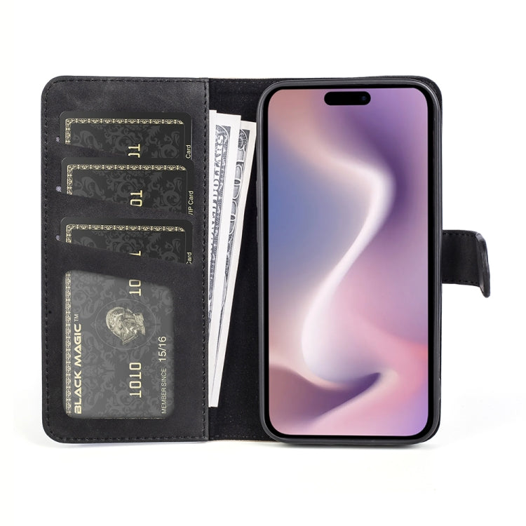 For iPhone 16 Stitching Horizontal Flip Leather Phone Case(Black) - iPhone 16 Cases by PMC TechLife | Online Shopping South Africa | PMC TechLife | Buy Now Pay Later Mobicred