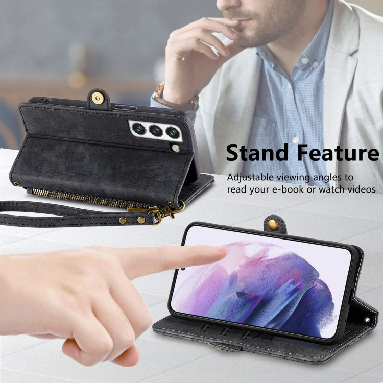 For Samsung Galaxy S20 Geometric Zipper Wallet Side Buckle Leather Phone Case(Black) - free shipping - PMC TechLife - Order now!