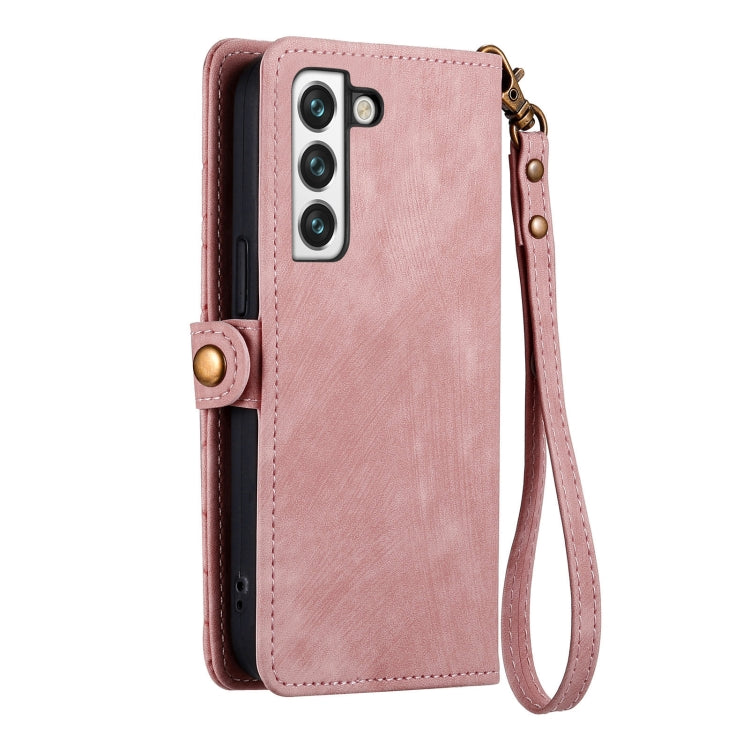 For Samsung Galaxy S20+ Geometric Zipper Wallet Side Buckle Leather Phone Case(Pink) - free shipping - PMC TechLife - Order now!