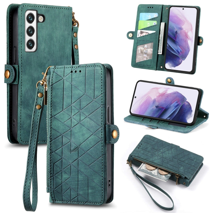For Samsung Galaxy S20 FE Geometric Zipper Wallet Side Buckle Leather Phone Case(Green) - free shipping - PMC TechLife - Order now!