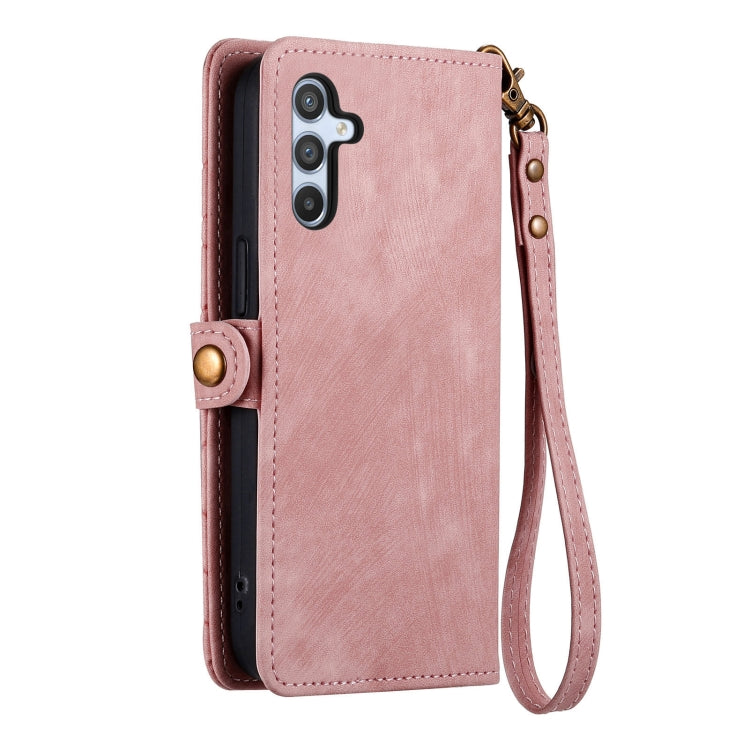 For Samsung Galaxy A11 Geometric Zipper Wallet Side Buckle Leather Phone Case(Pink) - free shipping - PMC TechLife - Order now!
