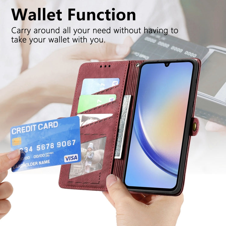For Samsung Galaxy A51 Geometric Zipper Wallet Side Buckle Leather Phone Case(Red) - free shipping - PMC TechLife - Order now!