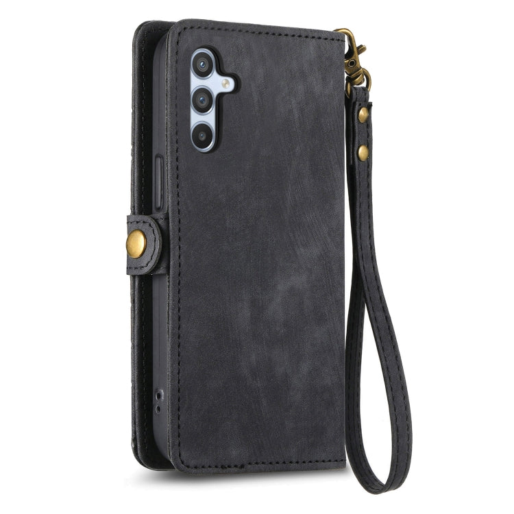 For Samsung Galaxy A71 Geometric Zipper Wallet Side Buckle Leather Phone Case(Black) - free shipping - PMC TechLife - Order now!