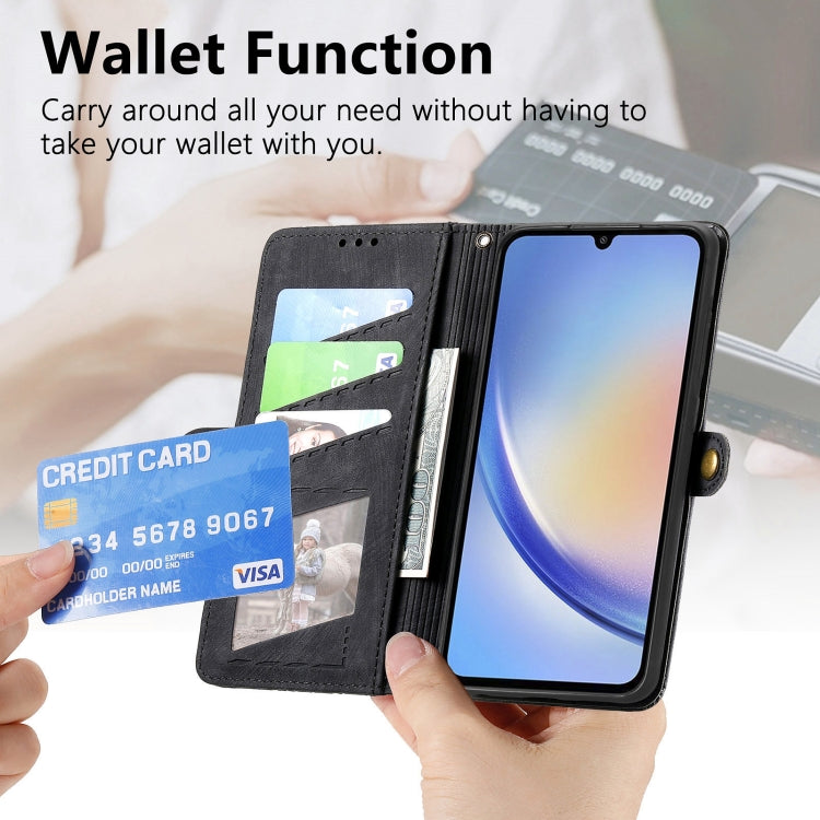 For Samsung Galaxy A71 Geometric Zipper Wallet Side Buckle Leather Phone Case(Black) - free shipping - PMC TechLife - Order now!