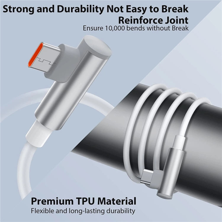 5pcs XJ-93 1m 120W USB to Type-C Elbow Fast Charging Data Cable for vivo and Other Phone(White) - USB-C & Type-C Cable by PMC TechLife | Online Shopping South Africa | PMC TechLife