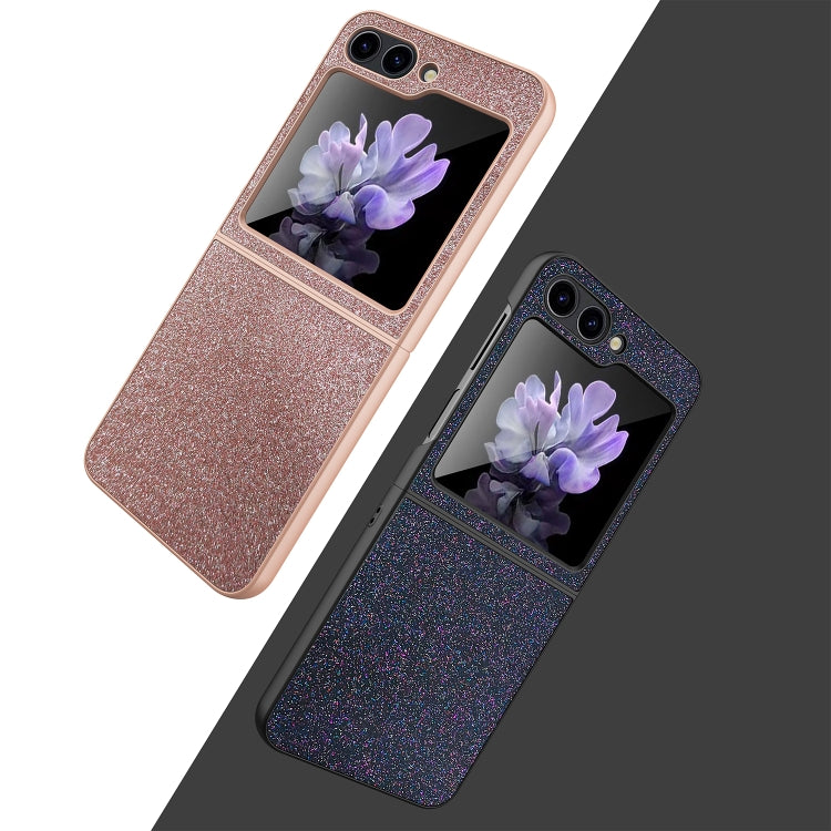 For Samsung Galaxy Z Flip5 5G Glitter Powder Skin PU All-inclusive Phone Case(Purple) - Galaxy Z Flip5 Cases by PMC Jewellery | Online Shopping South Africa | PMC Jewellery