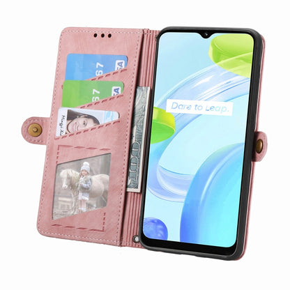 For Realme C53 Geometric Zipper Wallet Side Buckle Leather Phone Case(Pink) - Realme Cases by PMC Jewellery | Online Shopping South Africa | PMC Jewellery | Buy Now Pay Later Mobicred