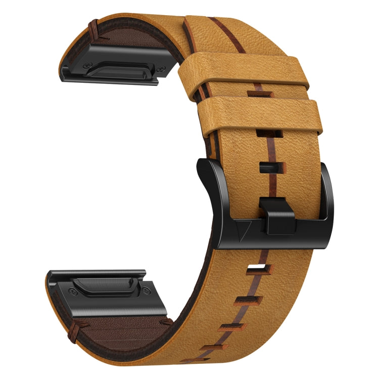 For Garmin Fenix 7X 26mm Leather Textured Watch Band(Brown) - Watch Bands by PMC Jewellery | Online Shopping South Africa | PMC Jewellery
