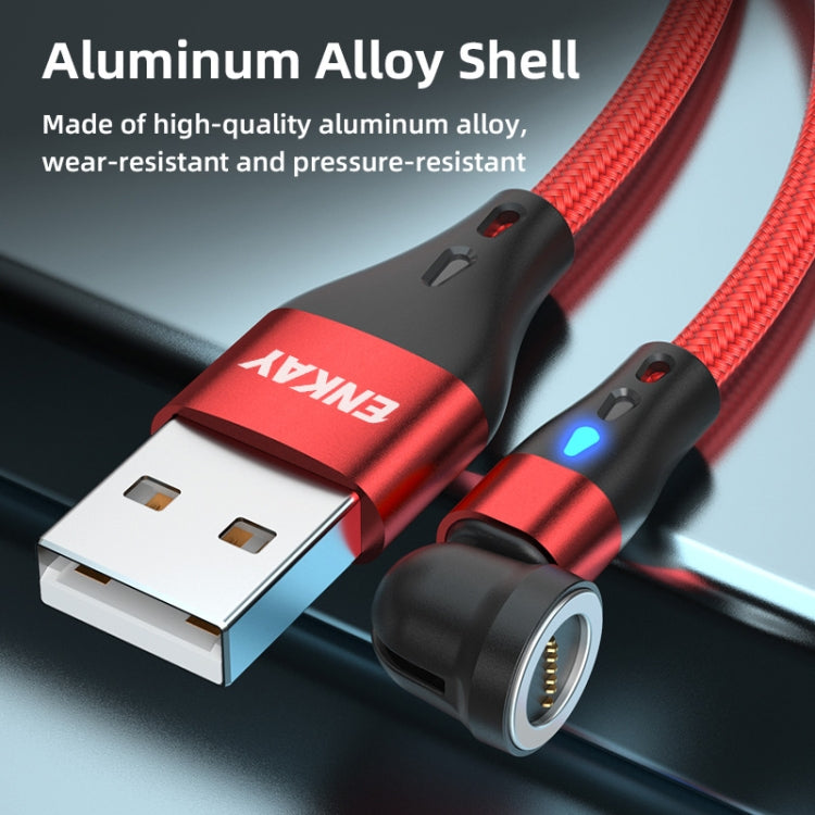 ENKAY 3 in 1 3A USB to Type-C / 8 Pin / Micro USB Magnetic 540 Degrees Rotating Fast Charging Cable, Length:2m(Red) - free shipping - PMC Jewellery - Order now!