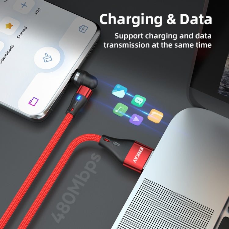 ENKAY 3 in 1 3A USB to Type-C / 8 Pin / Micro USB Magnetic 540 Degrees Rotating Fast Charging Cable, Length:2m(Red) - free shipping - PMC Jewellery - Order now!