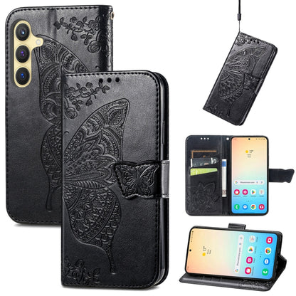 For Samsung Galaxy S24+ 5G Butterfly Love Flower Embossed Leather Phone Case(Black) - Galaxy S24+ 5G Cases by PMC Jewellery | Online Shopping South Africa | PMC Jewellery