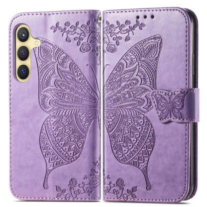 For Samsung Galaxy S24+ 5G Butterfly Love Flower Embossed Leather Phone Case(Light Purple) - Galaxy S24+ 5G Cases by PMC Jewellery | Online Shopping South Africa | PMC Jewellery