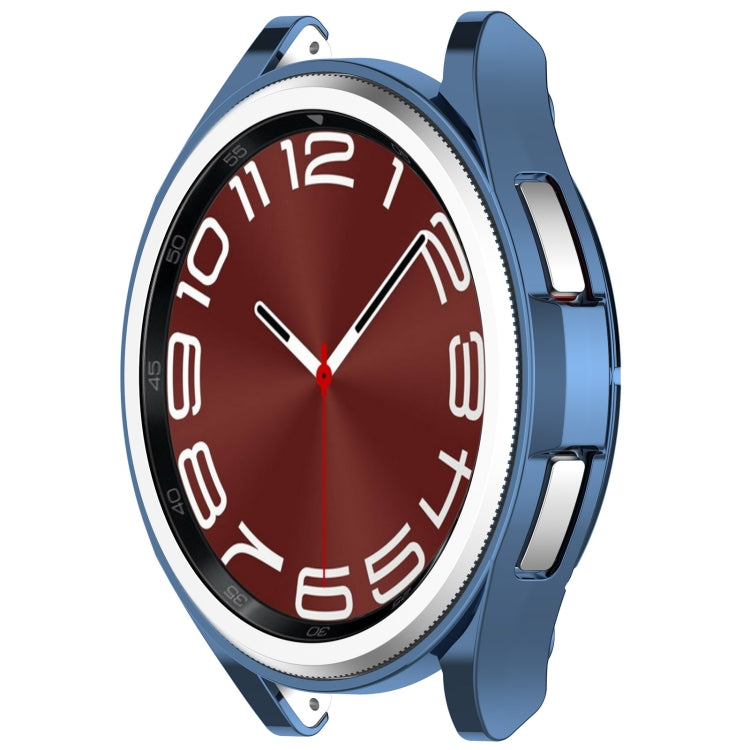 For Samsung Galaxy Watch6 Classic 47mm Electroplated TPU Half Pack Hollow Watch Protective Case(Blue) - Watch Cases by PMC TechLife | Online Shopping South Africa | PMC TechLife