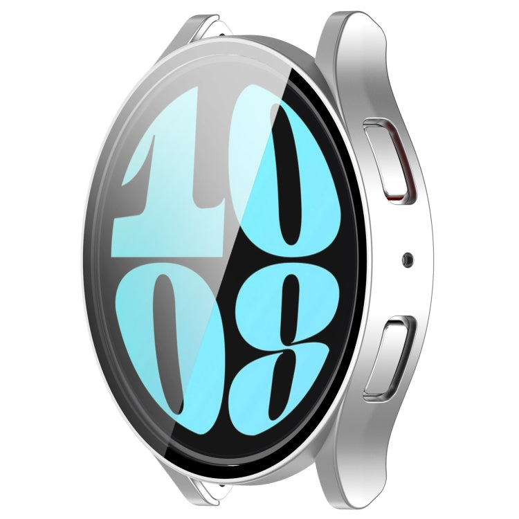 For Samsung Galaxy Watch6 44mm PC + Tempered Film Integrated Watch Protective Case(Silver) - Watch Cases by PMC TechLife | Online Shopping South Africa | PMC TechLife