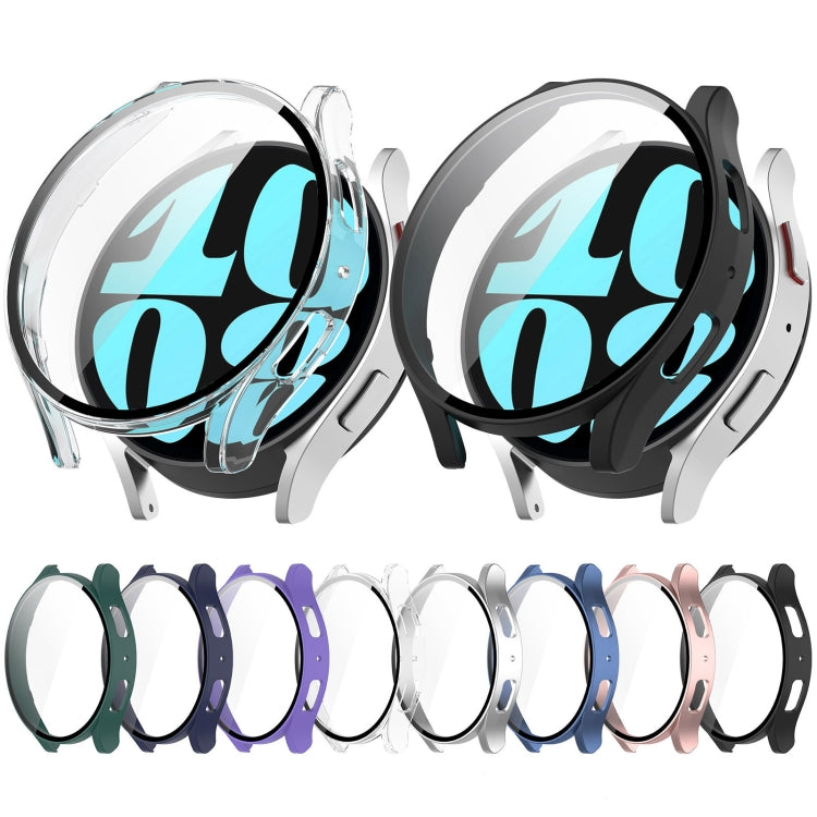 For Samsung Galaxy Watch6 40mm PC + Tempered Film Integrated Watch Protective Case(Blue) - Watch Cases by PMC TechLife | Online Shopping South Africa | PMC TechLife