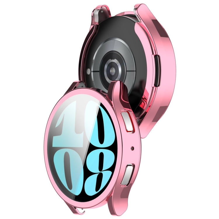 For Samsung Galaxy Watch6 44mm Full Coverage TPU Electroplated Watch Protective Case(Pink) - Watch Cases by PMC Jewellery | Online Shopping South Africa | PMC Jewellery