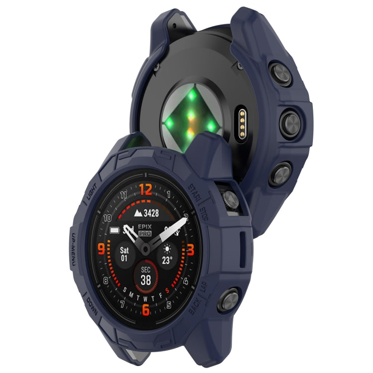 For Garmin Epix Pro / Epix Pro Gen 2 47mm / Fenix 7 / 7 Pro Armored TPU Half Wrapped Watch Protective Case(Blue) - free shipping - PMC TechLife - Order now!