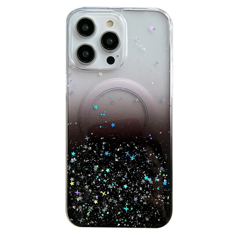 For iPhone 14 Pro Max MagSafe Glitter Hybrid Clear TPU Phone Case(Black) - iPhone 14 Pro Max Cases by PMC Jewellery | Online Shopping South Africa | PMC Jewellery