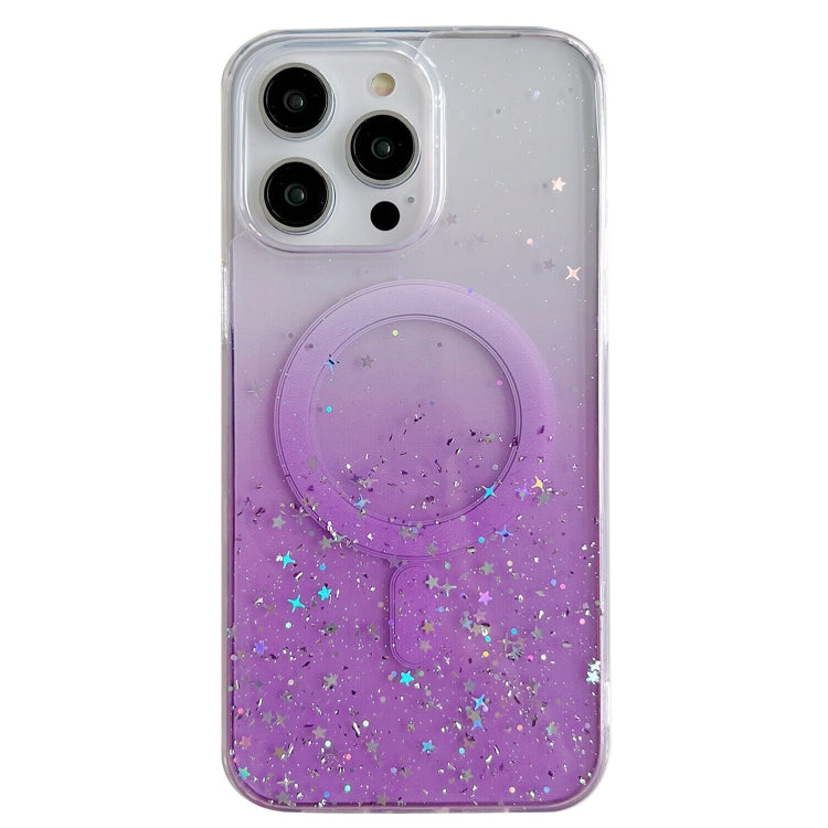 For iPhone 12 Pro Max MagSafe Glitter Hybrid Clear TPU Phone Case(Purple) - iPhone 12 Pro Max Cases by PMC Jewellery | Online Shopping South Africa | PMC Jewellery