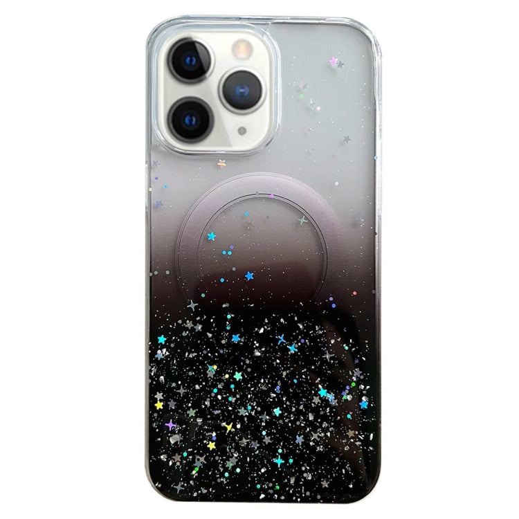 For iPhone 11 Pro Max MagSafe Glitter Hybrid Clear TPU Phone Case(Black) - iPhone 11 Cases by PMC Jewellery | Online Shopping South Africa | PMC Jewellery