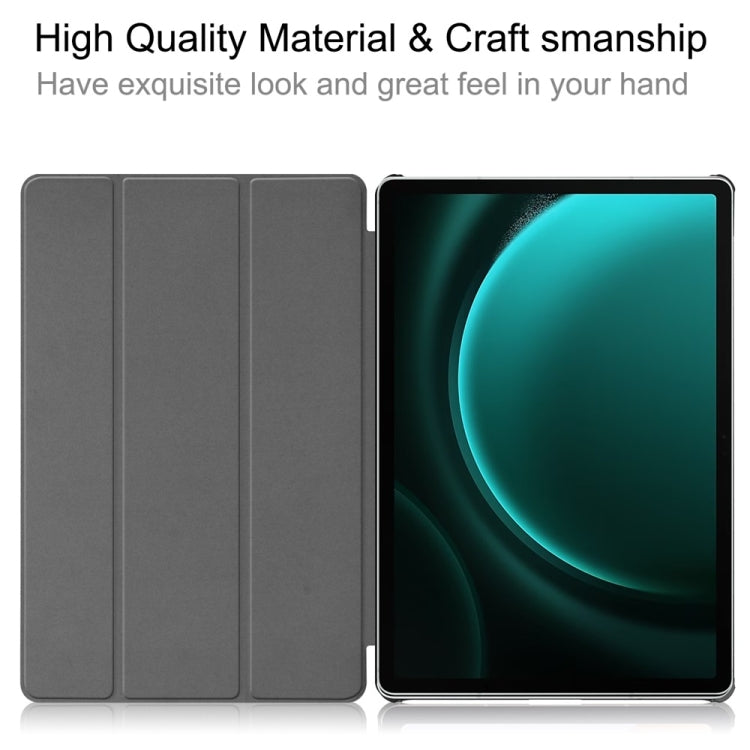 For Samsung Galaxy Tab S9 FE+ 12.4 JUNSUNMAY Custer Solid Color 3-Fold Stand Leather Smart Tablet Case(Dark Blue) - free shipping - PMC Jewellery - Order now!