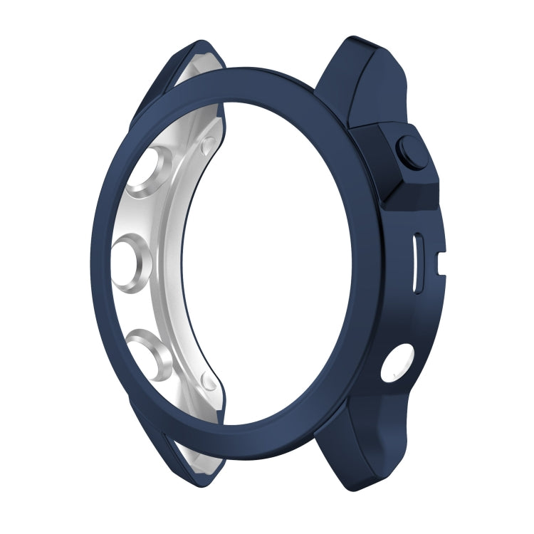 For Garmin Fenix 7X Pro Half Package Electroplated TPU Watch Protective Case(Blue) - Watch Cases by PMC Jewellery | Online Shopping South Africa | PMC Jewellery