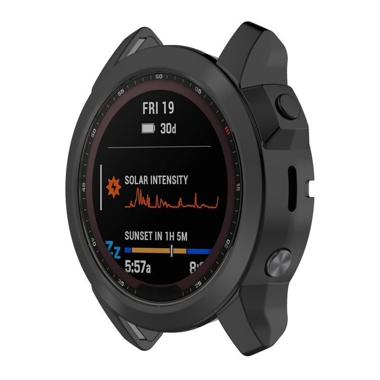 For Garmin Fenix 7S Pro Half Package Electroplated TPU Watch Protective Case(Black) - Watch Cases by PMC Jewellery | Online Shopping South Africa | PMC Jewellery