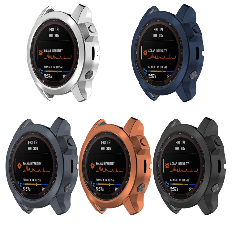 For Garmin Fenix 7X Pro Half Package Electroplated TPU Watch Protective Case(Blue) - Watch Cases by PMC TechLife | Online Shopping South Africa | PMC TechLife