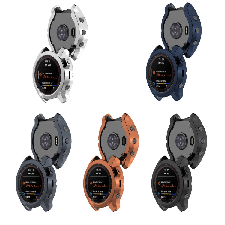 For Garmin Epix Pro 47mm Half Package Electroplated TPU Watch Protective Case(Blue) - Watch Cases by PMC TechLife | Online Shopping South Africa | PMC TechLife | Buy Now Pay Later Mobicred