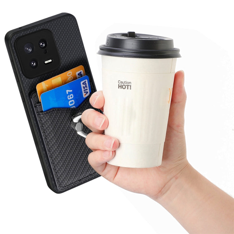 For Xiaomi  13 Carbon Fiber Card Wallet Ring Holder Phone Case(Black) - 13 Cases by PMC TechLife | Online Shopping South Africa | PMC TechLife | Buy Now Pay Later Mobicred