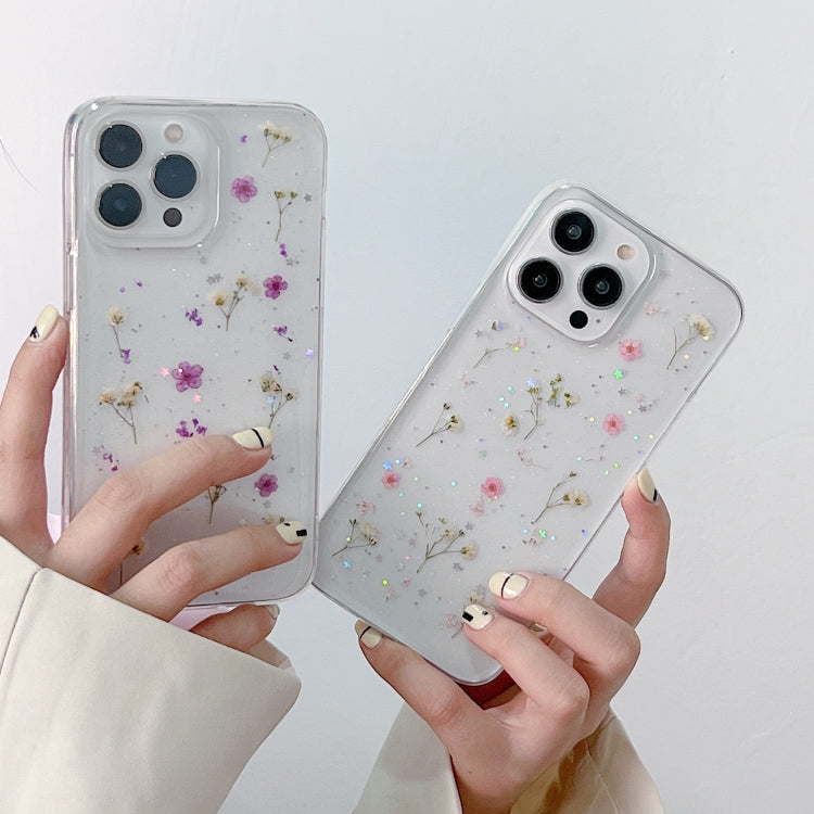 For iPhone 16 Plus Gypsophila Flowers Pattern TPU Protective Phone Case(Purple) - iPhone 16 Plus Cases by PMC Jewellery | Online Shopping South Africa | PMC Jewellery | Buy Now Pay Later Mobicred