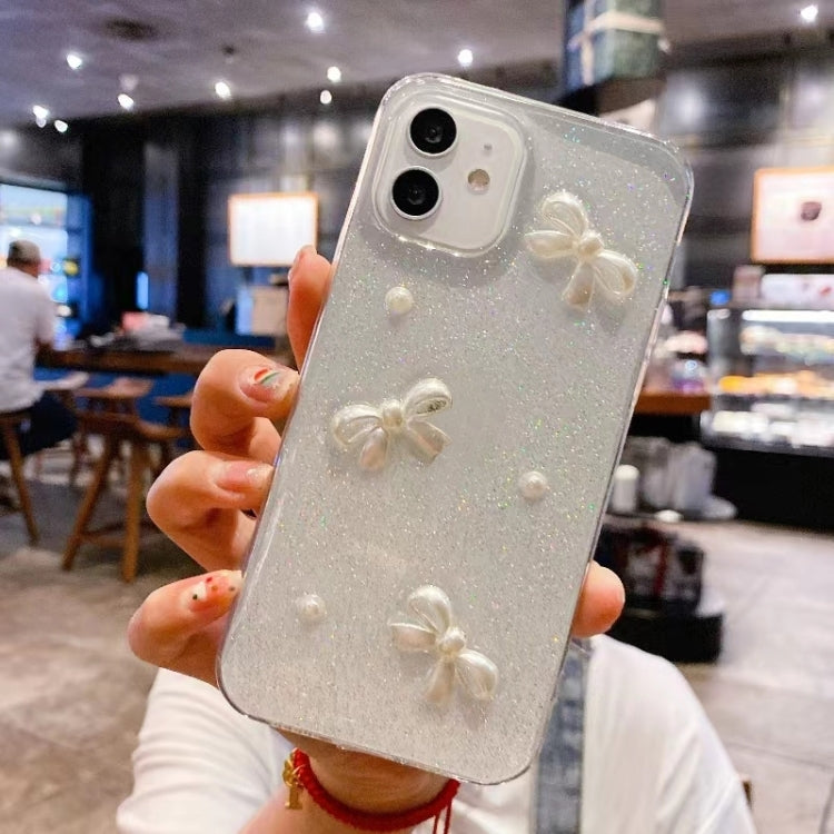 For iPhone 16e Pearl Bow Glitter Epoxy TPU Phone Case(Cross Knots) - iPhone 16e Cases by PMC TechLife | Online Shopping South Africa | PMC TechLife | Buy Now Pay Later Mobicred