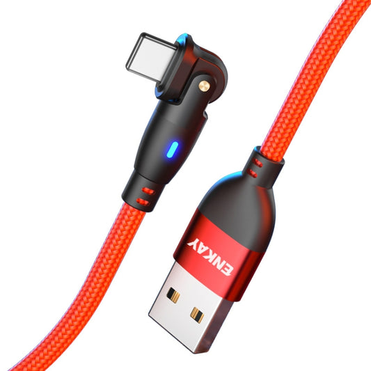 ENKAY 180 Degrees Rotating USB to 8 Pin Charging Data Cable with LED Light, Length:1m(Red) - Normal Style Cable by ENKAY | Online Shopping South Africa | PMC Jewellery | Buy Now Pay Later Mobicred