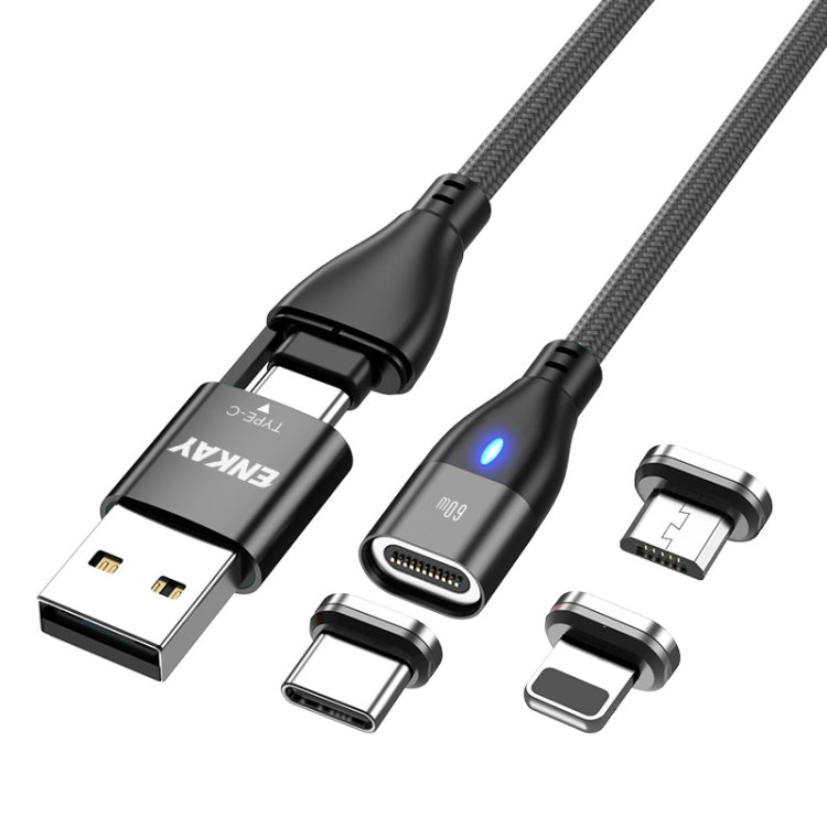 ENKAY 6-in-1 PD60W USB-A / Type-C to Type-C / 8 Pin / Micro USB Magnetic Fast Charging Cable, Cable Length:1m(Black) - Charging Cable & Head by ENKAY | Online Shopping South Africa | PMC Jewellery