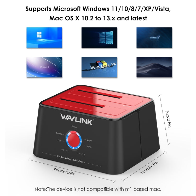 Wavlink ST334U SSD Dual Bay External Hard Drive Docking Station USB 3.0 to SATA I/II/III(UK Plug) - External Hard Drives by WAVLINK | Online Shopping South Africa | PMC Jewellery | Buy Now Pay Later Mobicred