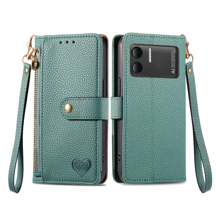 For DOOGEE X98 Pro / X98 Love Zipper Lanyard Leather Phone Case(Green) - Doogee Cases by PMC Jewellery | Online Shopping South Africa | PMC Jewellery | Buy Now Pay Later Mobicred