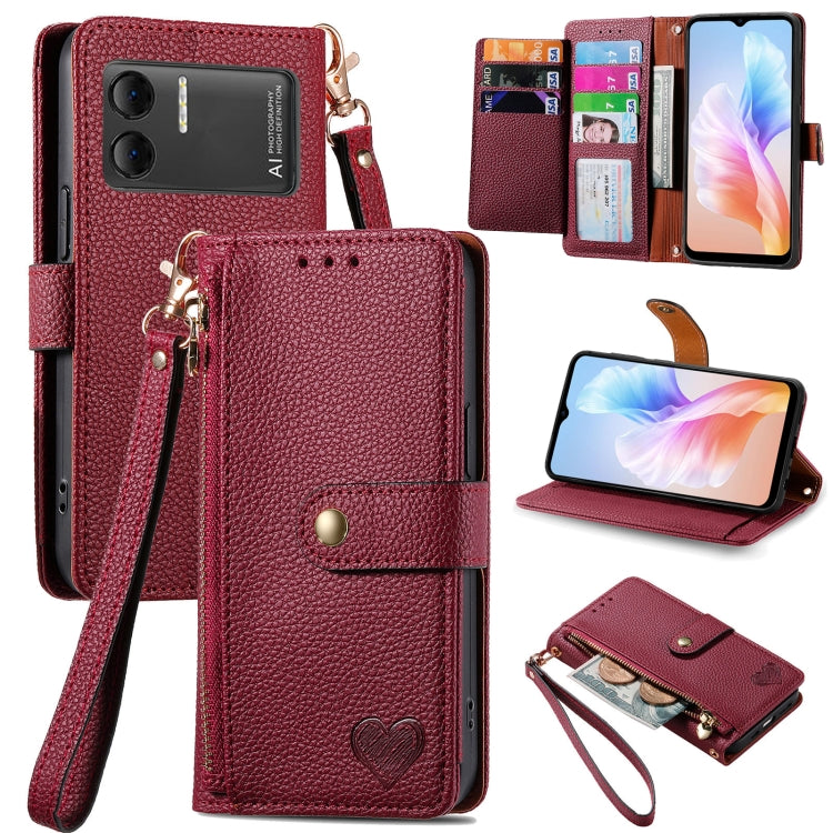 For DOOGEE X98 Pro / X98 Love Zipper Lanyard Leather Phone Case(Red) - Doogee Cases by PMC Jewellery | Online Shopping South Africa | PMC Jewellery | Buy Now Pay Later Mobicred