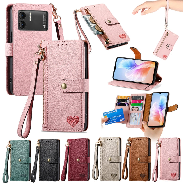 For DOOGEE X98 Pro / X98 Love Zipper Lanyard Leather Phone Case(Brown) - Doogee Cases by PMC Jewellery | Online Shopping South Africa | PMC Jewellery | Buy Now Pay Later Mobicred