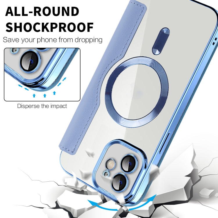 For iPhone 16e Shield Magsafe RFID Anti-theft Rhombus Leather Phone Case(Dark Blue) - free shipping - PMC TechLife - Order now!