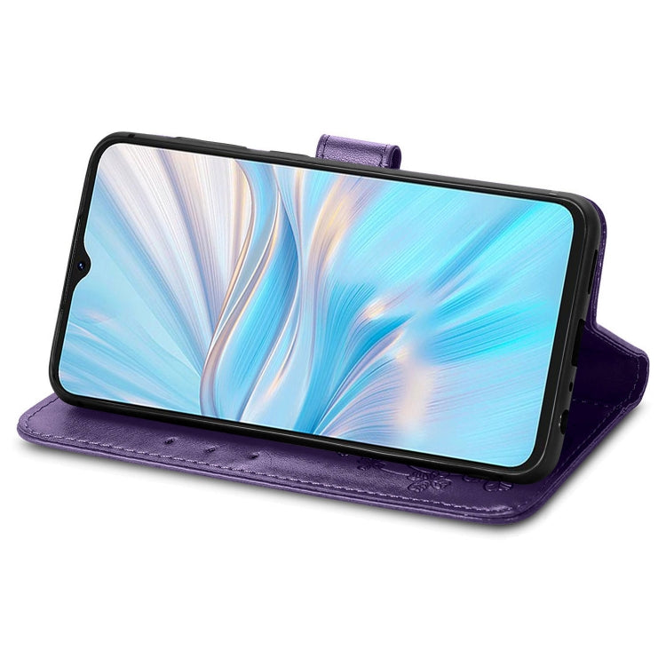For Blackview Oscal C70 Four-leaf Clasp Embossed Buckle Leather Phone Case(Purple) - More Brand by PMC TechLife | Online Shopping South Africa | PMC TechLife