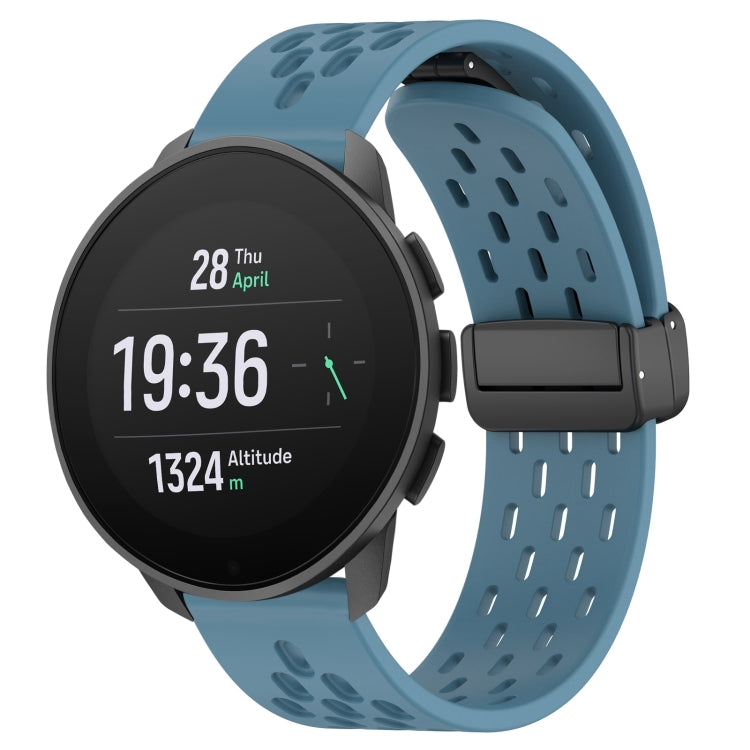 For SUUNTO 9 Peak Pro 22mm Folding Magnetic Clasp Silicone Watch Band(Blue) -  by PMC TechLife | Online Shopping South Africa | PMC TechLife