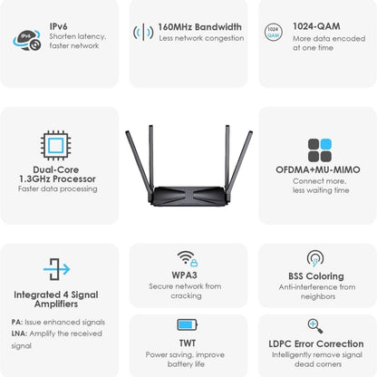 WAVLINK WN586X3 Wireless Gigabit Ethernet Router Wi-Fi 6 AX3000 Mesh Router Dual Band, Plug:EU Plug - Wireless Routers by WAVLINK | Online Shopping South Africa | PMC Jewellery | Buy Now Pay Later Mobicred