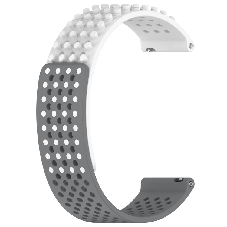 For Garmin Forerunner 55 20mm Holes Breathable 3D Dots Silicone Watch Band(White+Grey) - Watch Bands by PMC TechLife | Online Shopping South Africa | PMC TechLife